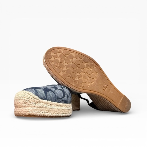 Coach Kimberly Signature Chambray Espadrille Wedges Size 9.5 - Picture 5 of 10